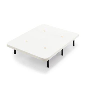 Base Tapizada Blanco Con Patas De 32 Cm | Medidas 135 X 190 Cm | Tejido 3d Transpirable | Barras Transversales De Refuerzo