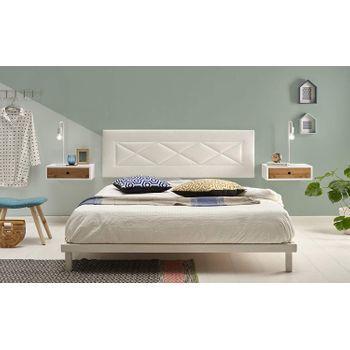 Cabecero de Cama 140 Ladrillos Tela Antimanchas 152x57x5 Blanco Roto Efecto  Granito