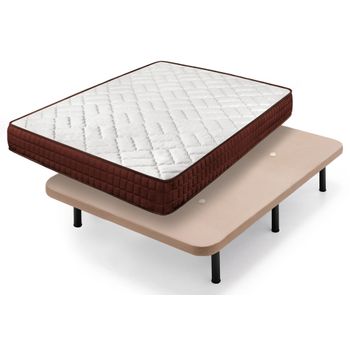 Base Tapizada 3d Color Blanco + 6 Patas Cilíndricas De 26 Cm + Colchon  Viscoplus 15 + Almohada De Fibra, 135x190 Cm con Ofertas en Carrefour