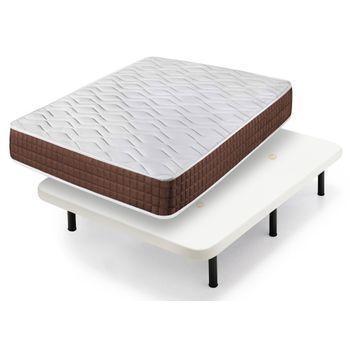 Pack De Base Tapizada Blanca + Colchón Viscoelástico De 135x190 Con 1  Almohada Nordic De 135 Cm - Incluye Montaje con Ofertas en Carrefour