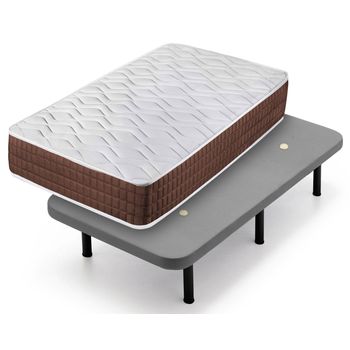 Colchón Viscoelástico Bioluxe 3D + Somier Multiláminas Con Patas De 32cm +  Almohada 100% Viscoelástica