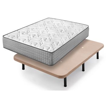 Pack De Base Tapizada Beige + Colchón Viscoelástico De 135x190 Con 1  Almohada Nordic De 135 Cm - Incluye Montaje con Ofertas en Carrefour