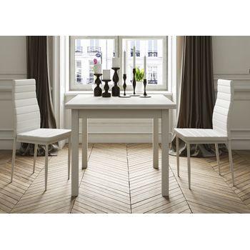 Mesa comedor extensible en blanco roble LUCAS - Momma Home