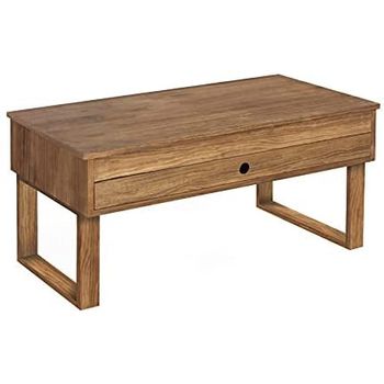 Mesa de centro elevable estilo vintage madera maciza natural