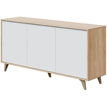 MUEBLE APARADOR SALON 3 PUERTAS 154X75X41 CM BLANCO BRILLO/ROBLE