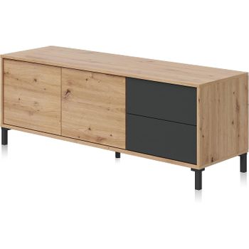 Mueble Tv Con 2 Puertas Y 2 Cajones En Color Roble Nodi Y Gris Antracita