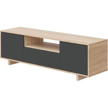 Mueble Tv De Melamina Madera De Caucho Homcom 150x30x42 Cm-roble con  Ofertas en Carrefour