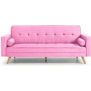 Sofá Cama Mod. 846 | Sofá De 3 Plazas | Sistema Apertura Clic-clac | Color Rosa | Medidas: 206 X 75 X 89 Cm