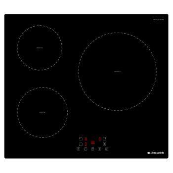 Cecotec Placa de Inducción de 3 Fuegos Bolero Squad I 3100. 7400 W,  Diámetro grande de 30 cm, 9 Niveles, Frontal biselado, Invisible Touch  Slider