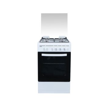 Cocina De Gas Con Horno Svan 4 Fuegos 55l Tapa Cristal Blanco 50 Cm