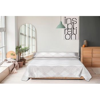 Juego De Sábanas Beige Cama 160x190/200 Cm Cuadros Nalui con Ofertas en  Carrefour