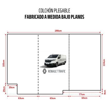 Colchón Para Renault Trafic - 5cm De Grosor Con 30kg/m3 Y 3cm De Viscoelástica - Azul