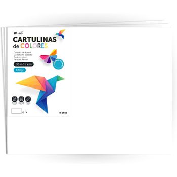 Cartulina De Colores, Cartulina Grande 50x65 Cm De Colores Claros E Intensos, Cartulinas De Colores 180gr Para Manualidades, Diseños Creativos Y Proyectos De Arte · M-office (x250 Hojas, Blanco)