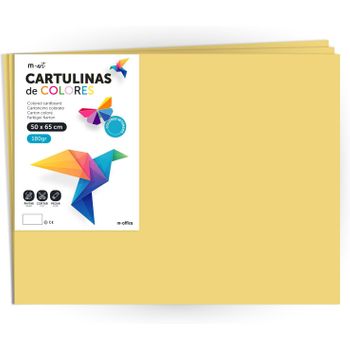 Cartulina De Colores, Cartulina Grande 50x65 Cm De Colores Claros E Intensos, Cartulinas De Colores 180gr Para Manualidades, Diseños Creativos Y Proyectos De Arte · M-office (x25 Hojas, Marfil)