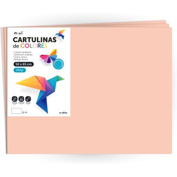 Cartulina De Colores, Cartulina Grande 50x65 Cm De Colores Claros E Intensos, Cartulinas De Colores 180gr Para Manualidades, Diseños Creativos Y Proyectos De Arte · M-office (x25 Hojas, Salmon)