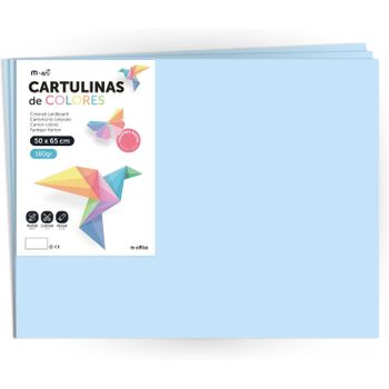 Cartulina De Colores, Cartulina Grande 50x65 Cm De Colores Pastel, Cartulinas De Colores Pastel 180gr Para Manualidades, Diseños Creativos Y Proyectos De Arte · M-office (x25 Hojas, Azul)