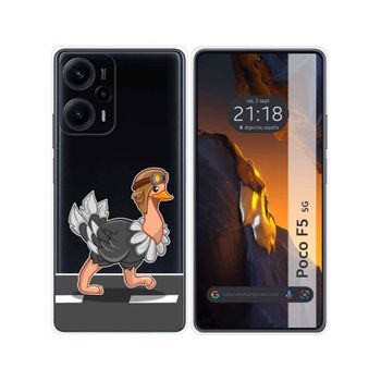 Funda Silicona Transparente Para Xiaomi Poco F5 5g Diseño Avestruz Dibujos