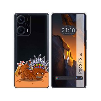 Funda Silicona Transparente Para Xiaomi Poco F5 5g Diseño Bufalo Dibujos