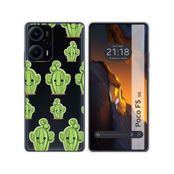 Funda Silicona Transparente Para Xiaomi Poco F5 5g Diseño Cactus Dibujos