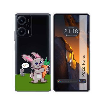 Funda Silicona Transparente Para Xiaomi Poco F5 5g Diseño Conejo Dibujos