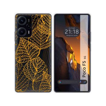 Funda Silicona Transparente Para Xiaomi Poco F5 5g Diseño Hojas Dibujos