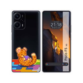 Funda Silicona Transparente Para Xiaomi Poco F5 5g Diseño Leopardo Dibujos