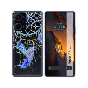 Funda Silicona Transparente Para Xiaomi Poco F5 5g Diseño Plumas Dibujos