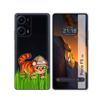 Funda Silicona Transparente Para Xiaomi Poco F5 5g Diseño Tigre Dibujos