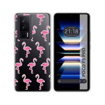 Funda Silicona Transparente Para Xiaomi Poco F5 Pro 5g Diseño Flamenco Dibujos