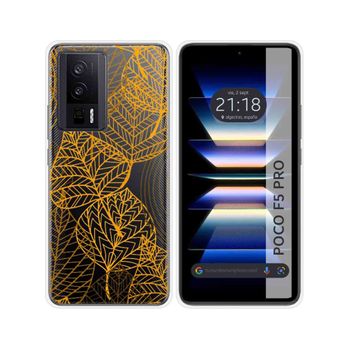 Funda Silicona Transparente Para Xiaomi Poco F5 Pro 5g Diseño Hojas Dibujos