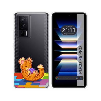 Funda Silicona Transparente Para Xiaomi Poco F5 Pro 5g Diseño Leopardo Dibujos