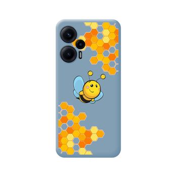 Funda Silicona Líquida Azul Para Xiaomi Poco F5 5g Diseño Abeja Dibujos