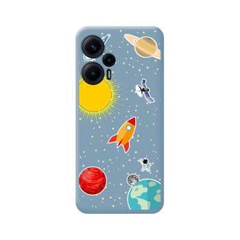 Funda Silicona Líquida Azul Para Xiaomi Poco F5 5g Diseño Espacio Dibujos