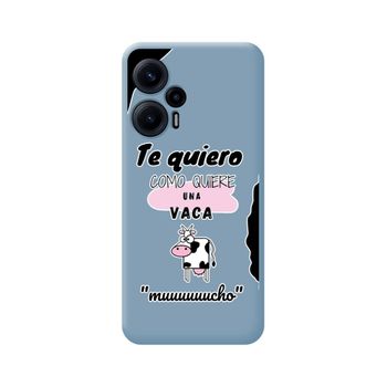 Funda Silicona Líquida Azul Para Xiaomi Poco F5 5g Diseño Vaca Dibujos