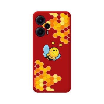 Funda Silicona Líquida Roja Para Xiaomi Poco F5 5g Diseño Abeja Dibujos