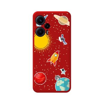 Funda Silicona Líquida Roja Para Xiaomi Poco F5 5g Diseño Espacio Dibujos