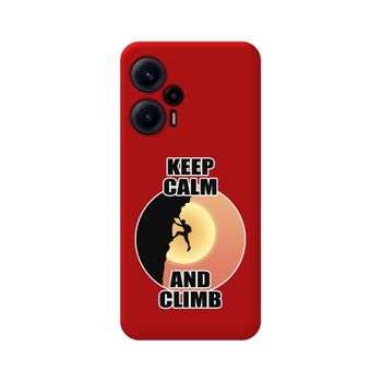 Funda Silicona Líquida Roja Para Xiaomi Poco F5 5g Diseño Hombre Escalada Dibujos