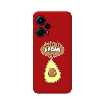 Funda Silicona Líquida Roja Para Xiaomi Poco F5 5g Diseño Vegan Life Dibujos