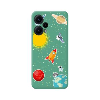 Funda Silicona Líquida Verde Para Xiaomi Poco F5 5g Diseño Espacio Dibujos