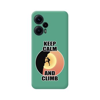 Funda Silicona Líquida Verde Para Xiaomi Poco F5 5g Diseño Hombre Escalada Dibujos