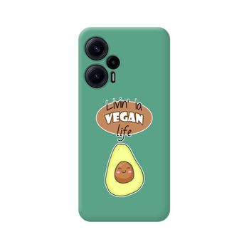 Funda Silicona Líquida Verde Para Xiaomi Poco F5 5g Diseño Vegan Life Dibujos