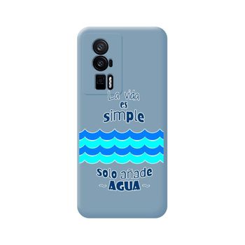 Funda Silicona Líquida Azul Para Xiaomi Poco F5 Pro 5g Diseño Agua Dibujos