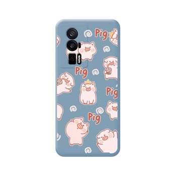 Funda Silicona Líquida Azul Para Xiaomi Poco F5 Pro 5g Diseño Cerdos Dibujos