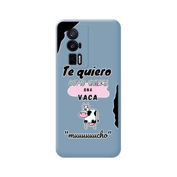 Funda Silicona Líquida Azul Para Xiaomi Poco F5 Pro 5g Diseño Vaca Dibujos