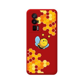 Funda Silicona Líquida Roja Para Xiaomi Poco F5 Pro 5g Diseño Abeja Dibujos