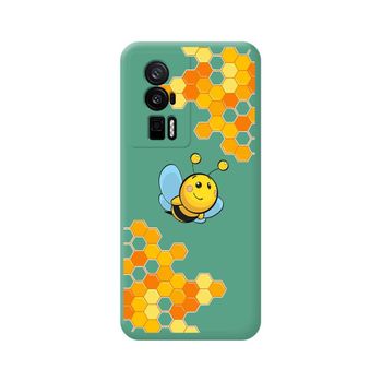 Funda Silicona Líquida Verde Para Xiaomi Poco F5 Pro 5g Diseño Abeja Dibujos