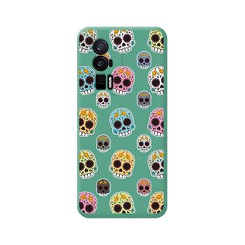 Funda Silicona Líquida Verde Para Xiaomi Poco F5 Pro 5g Diseño Catrina Dibujos