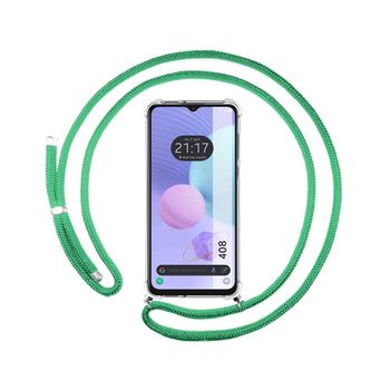 Funda Colgante Transparente Tcl 408 Con Cordon Verde Agua