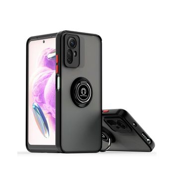 Funda Mate Con Borde Negro Y Anillo Giratorio 360 Xiaomi Redmi Note 12s