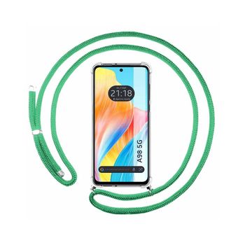 Funda Colgante Transparente Oppo A98 5g Con Cordon Verde Agua